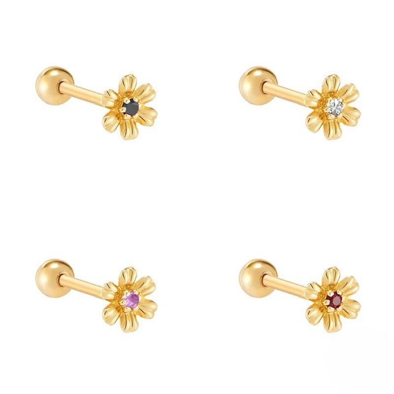 Chrysanthemum Earrings Female Little Daisy Earrings Simple Ear Line Zircon Earring Jewelry Ins Style