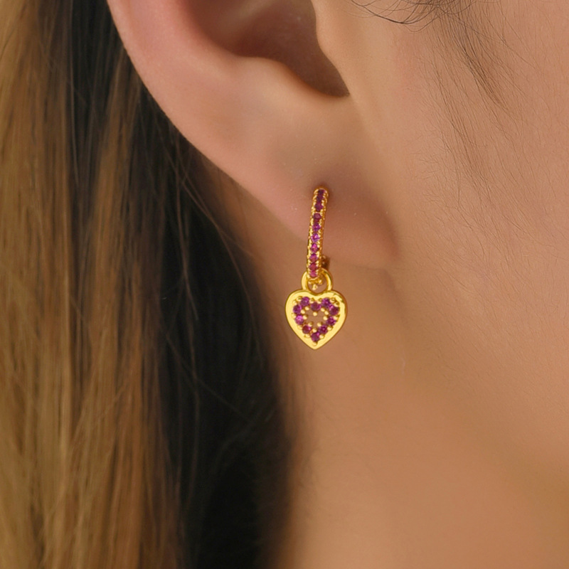 Red Zircon Drop Earrings for Women Gold Plated Women’s Wedding Ear Cuffs Hoop Stud Earrings Jewelry Wholesale