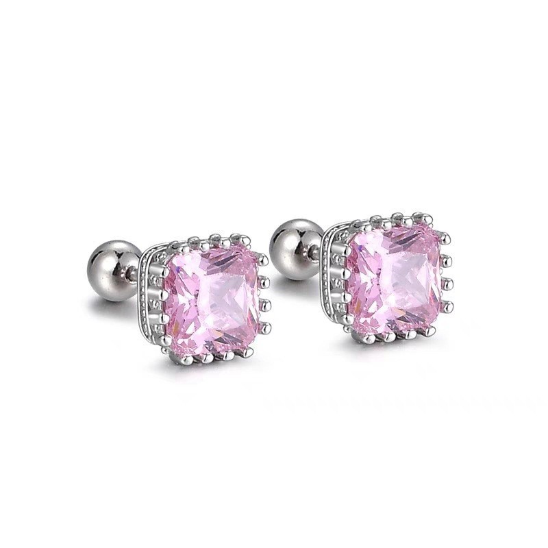 Fashion Shining Crystal Square Stud Earring for Women Girls Party Wedding Jewelry