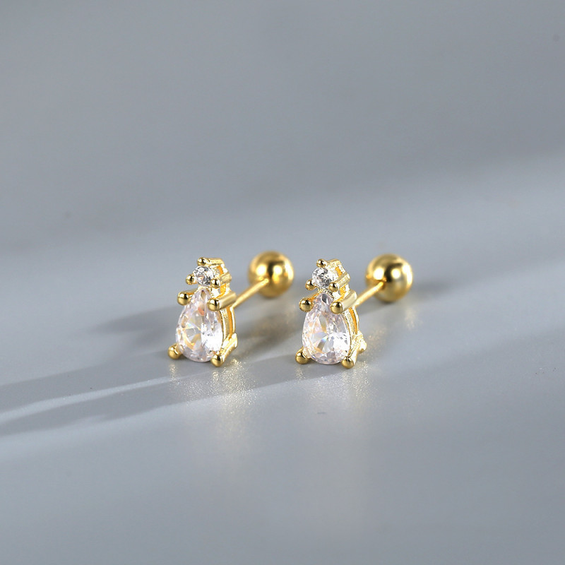European and American Piercing Stud Earrings for Women Water Drop Zircon Ear Bone Nails