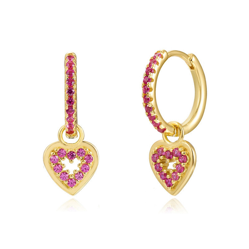 Red Zircon Drop Earrings for Women Gold Plated Women's Wedding Ear Cuffs Hoop Stud Earrings Jewelry Wholesale