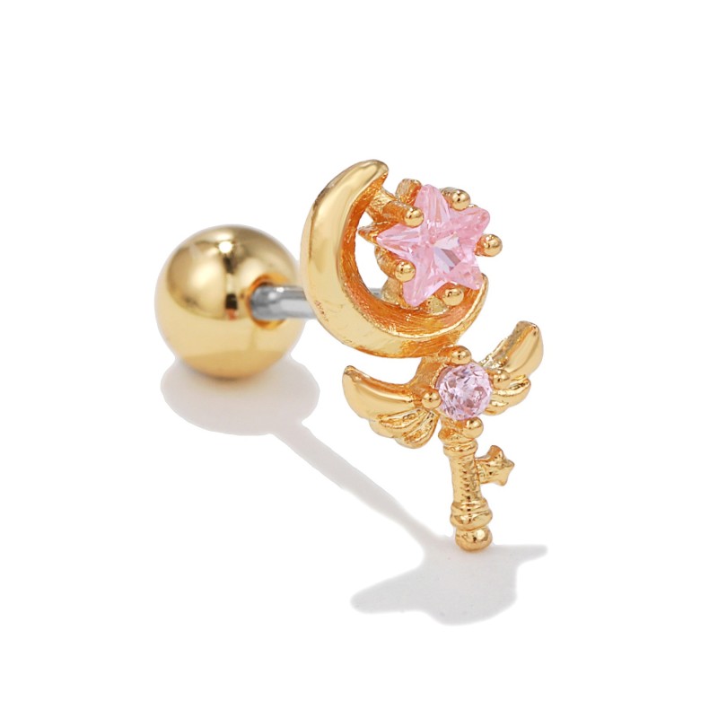 Fashion Zircon Pierced Ear Stud Earring Chain Helix Screw Cartilage Piercing Earrings Woman's Jewelry