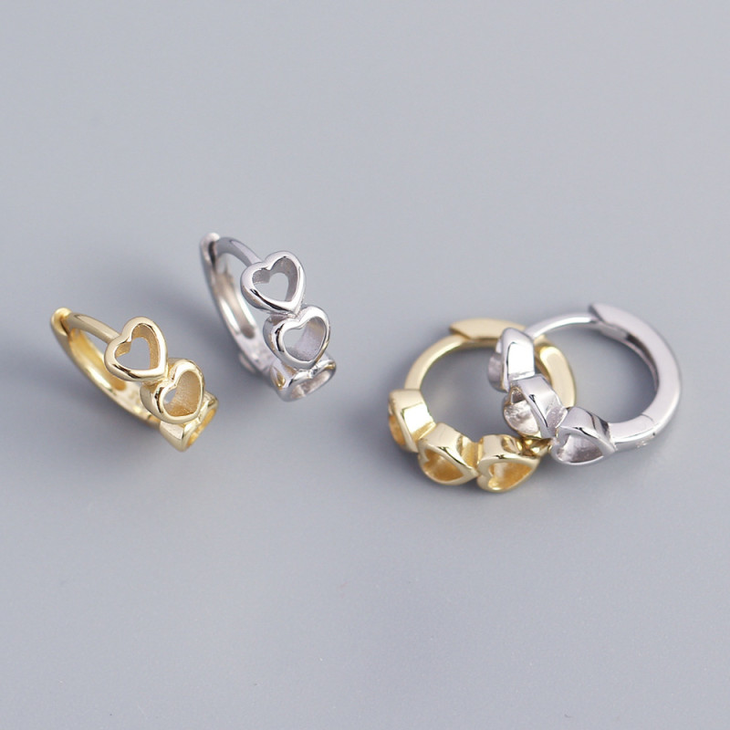 Fashion Hollow Heart Earring Zircon Ear Buckle Trend Temperament Woman Girl Ear Jewelry