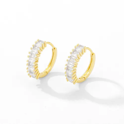 Luxury White Crystal Zircon Hoop Gold Earring for Women Stylish Trendy Party Festival Casual Jewelry Gift