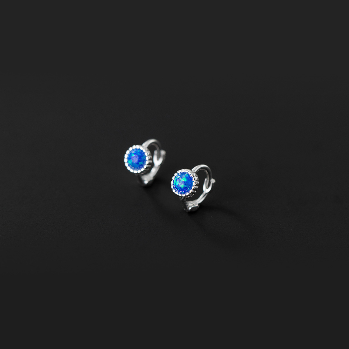 Geometric Blue Synthetic Opal Mini Ear Buckle Ear Bone Earrings Female Simple Style Jewelry