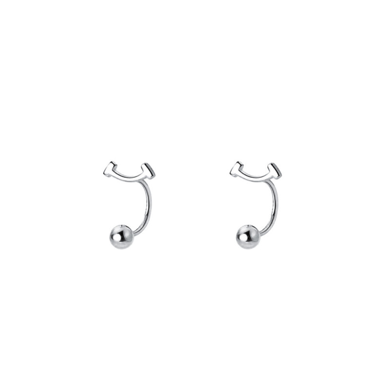 Fashion Silver-plated Copper Simple Smile Stud Earrings Women's Tragus Cartilage Helix Temperament Pierced Earring Party Jewelry