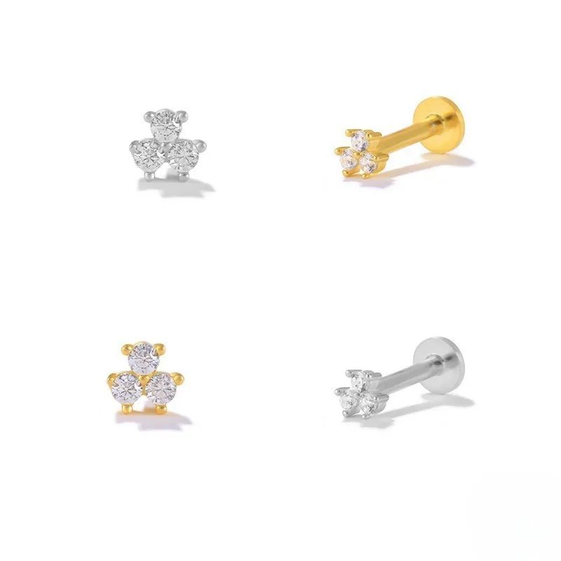 Fashion CZ Tragus Cartilage Ear Stud Crystal Zircon Earrings Piercing Jewelry Gold Silver Color