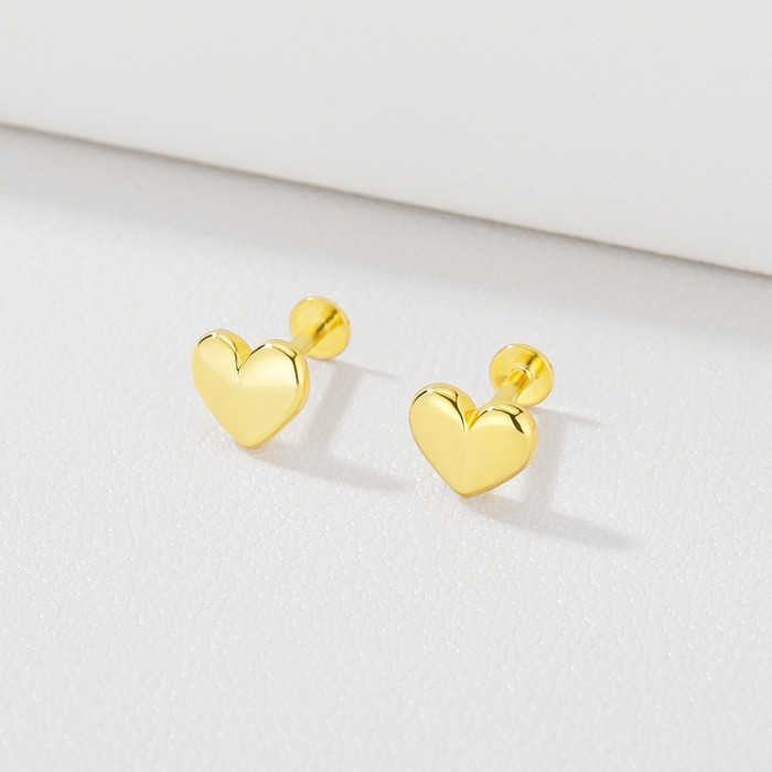 Mini Stud Earrings Heart Helix Cartilage Tragus Lobe Screw Back Piercing for Women