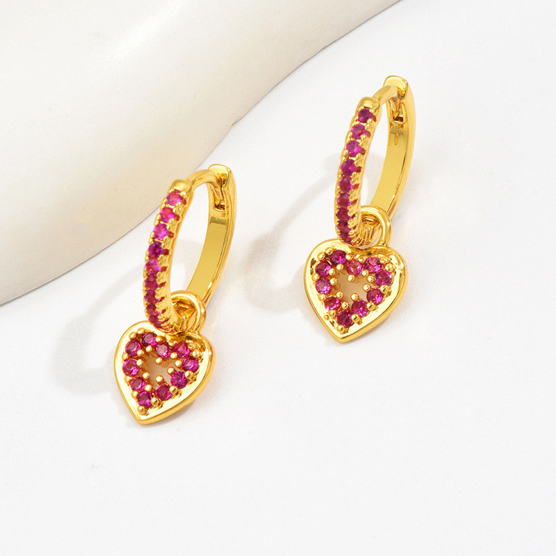 Red Zircon Drop Earrings for Women Gold Plated Women's Wedding Ear Cuffs Hoop Stud Earrings Jewelry Wholesale