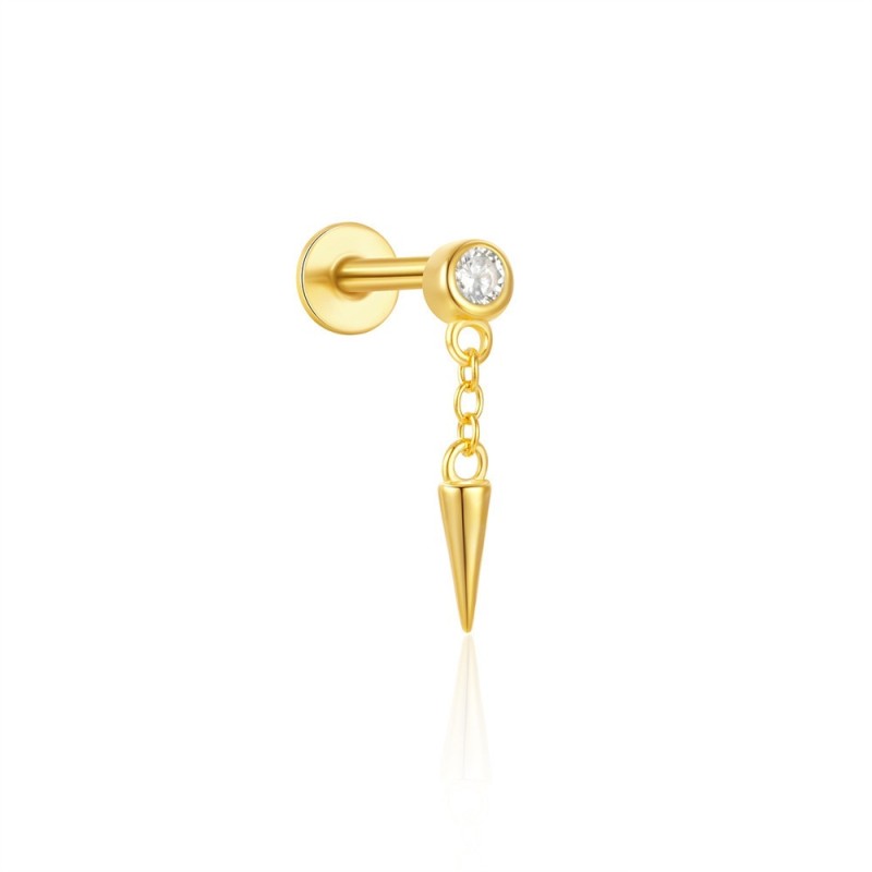18K Gold Stud Earrings for Women Triangle Conch Cartilage Fashion Jewelry Party Gifts