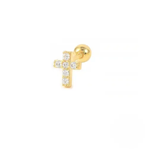 Cross Cartilage Ear Stud Stainless Steel Plated 18k Gold Cz Earrings Women'S Ear Piercing Jewelry