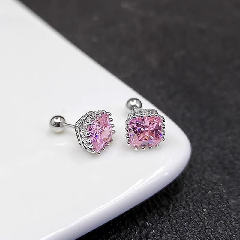 Fashion Shining Crystal Square Stud Earring for Women Girls Party Wedding Jewelry