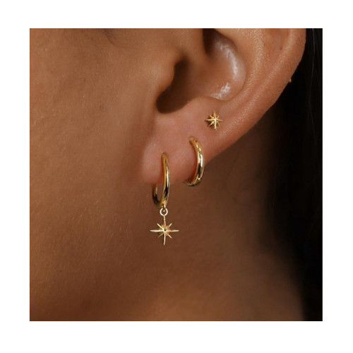 3PCS Zircon Simple Star Stud Earrings for Women Jewelry Set for Gifts