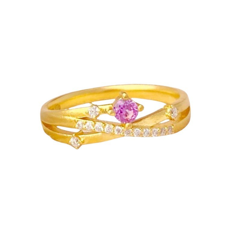 Luxury 18k Gold Plated Simple Zircon Geometric Finger Rings for Women Wedding Party Jewelry Gift