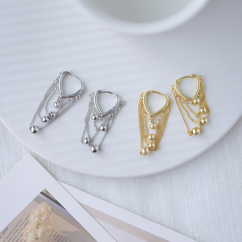 New Fashion Metal Ball Tassel Gold Drop Earrings Korean Classic Ear Jewelry Party Women's and Girls' Versatile Accessories