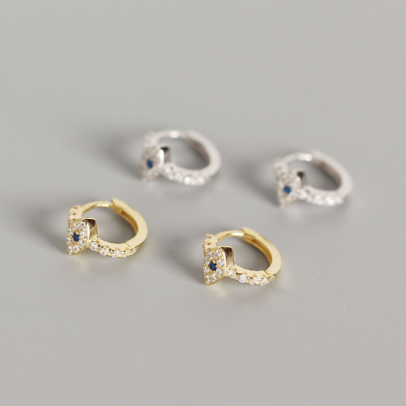 Chic Gold Plated Ear Buckle Eye Zircon Hoop Earrings for Women Piercing Earrings Jewelry Pendientes