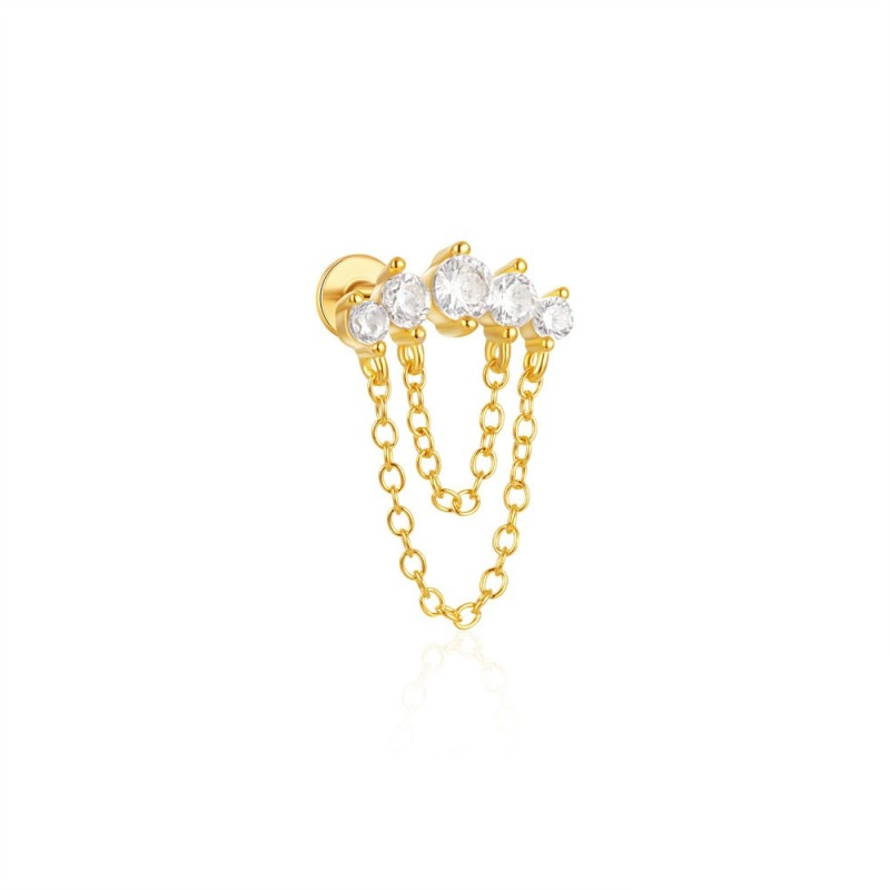 Fashion Tassel Cartilage Stud Earrings for Women 18K Gold Zircon Fashion Jewelry Party Gifts
