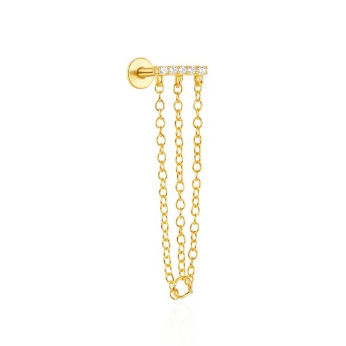 18K Gold Plated Tassel Cartilage Stud Earrings for Women Zircon Fashion Jewelry Party Gifts Pendientes
