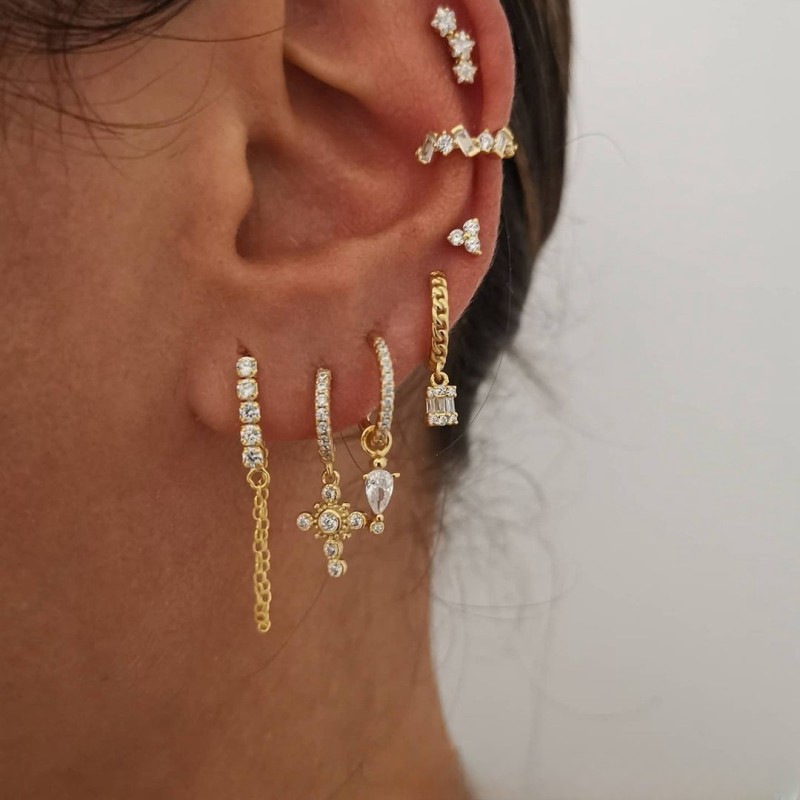 Gold Plated Stud Dangle Earrings for Women Cubic Zirconia Hoop Earrings for Women Bohemian Earings Jewelry