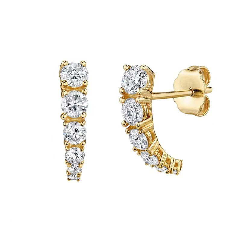 Gold Color Geometric Stud Earrings for Women Exquisite Zircon Piercing Punk Earrings Fashion Jewelry Wholesale