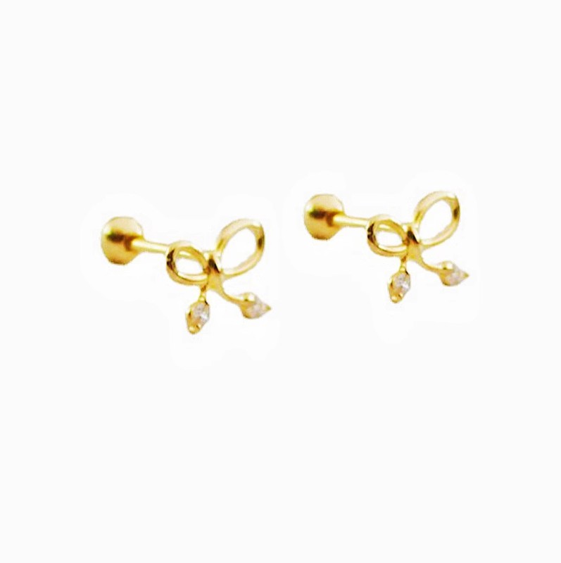 Fashion Gold Plated Luxury Bow Earrings New Simple Zircon Stud Earrings for Women