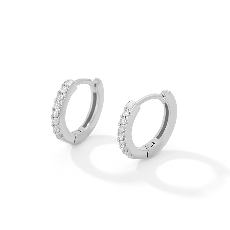 Simple Stylish Round Hoop Earrings Full Cubic Zirconia for Women Jewelry