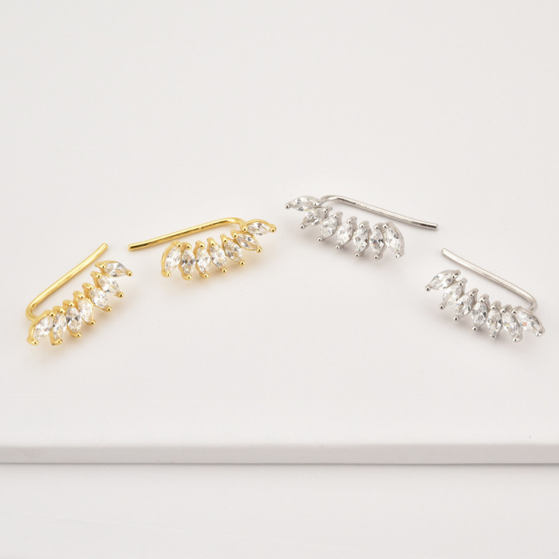 Gold Plated Pin Earring Clip Luxury Women Cuffs Jewelry Women Ear Cuff Rocl Punk Crystal Jewelry