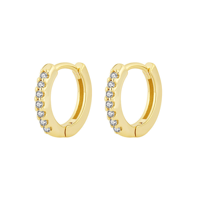 Simple Stylish Round Hoop Earrings Full Cubic Zirconia for Women Jewelry