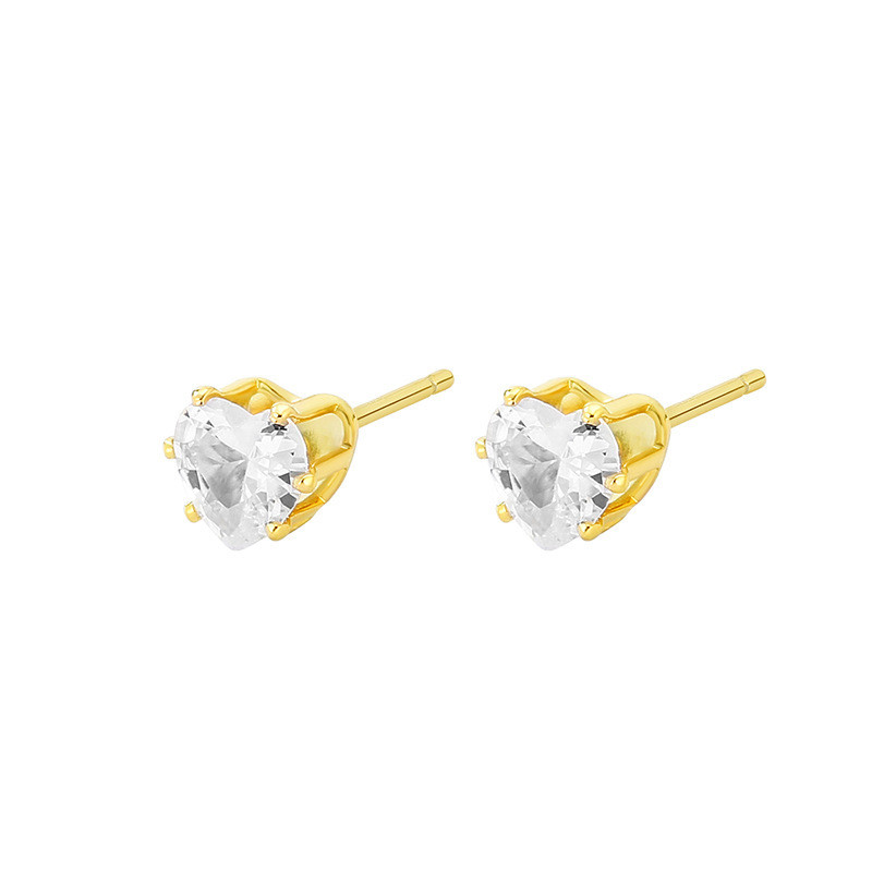 New 2014 Cute Clear Heart CZ Women Stud Earrings Trendy Party Festival Casual Jewelry Gift