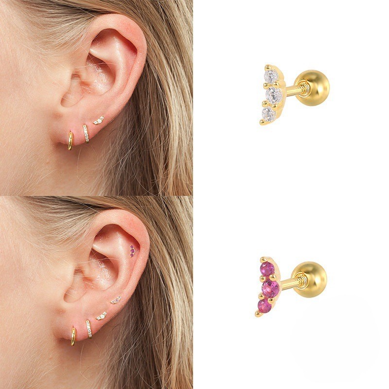 Fashion Moon Stud Earrings for Women Ear Studs Helix Cartilage Piercing Jewelry