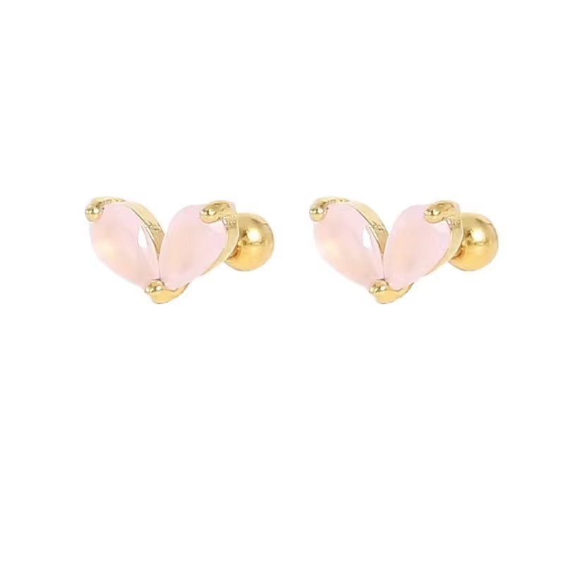 New Trendy Pink CZ Zircon Enamel Piercing Hoop Earrings for Women Huggie Fashion Ladies Jewelry Wholesale Accessories