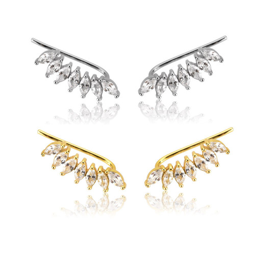 Gold Plated Pin Earring Clip Luxury Women Cuffs Jewelry Women Ear Cuff Rocl Punk Crystal Jewelry