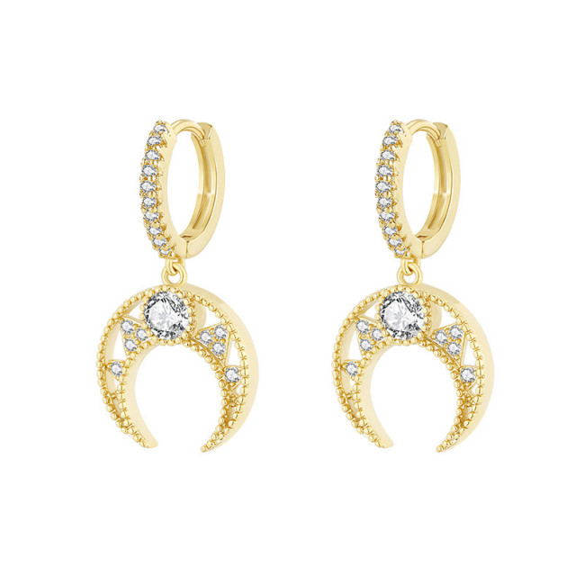Hot Sale New Moon Crescent Earrings for Women High-grade Earrings With Diamonds Fashionable Earrings Accessories