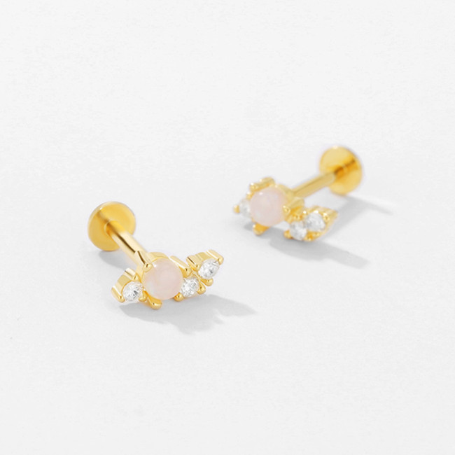 Trendy Gold Color Zircon Piercing Stud Earring for Women Girls Party Birthday Jewelry Gift
