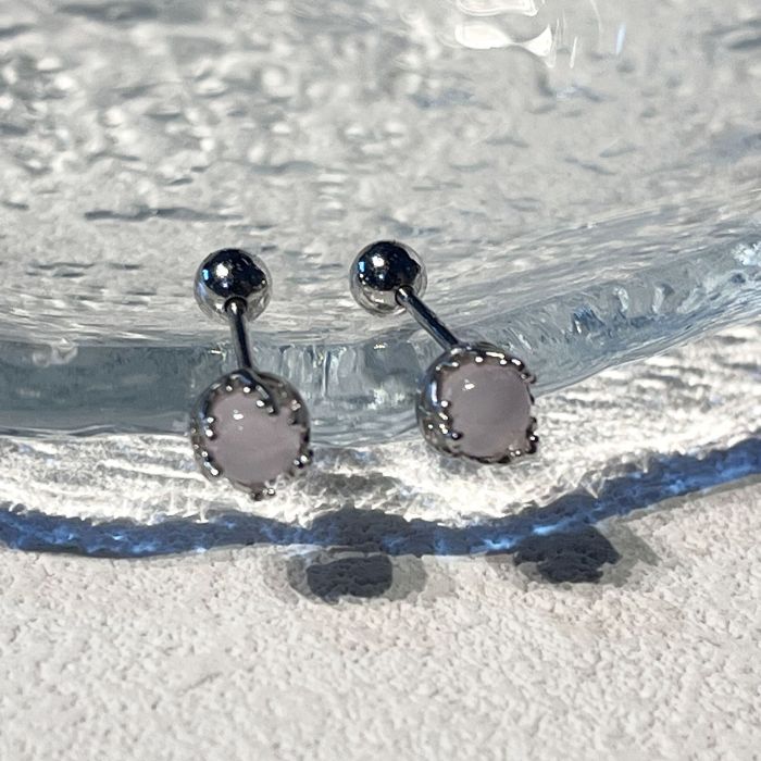 Fashion Pink Blue Color Fairy Moonlight Stone Stud Earrings for Women Korean Girls Earrings Party Jewelry Gift