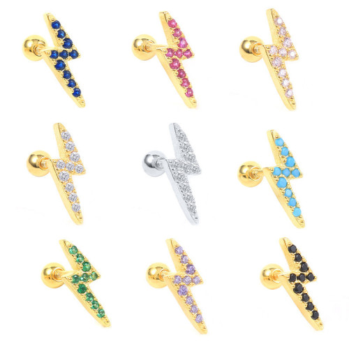 Chic Zircon Lightning Piercing Earrings for Women Stud Earrings Party Fine Jewelry