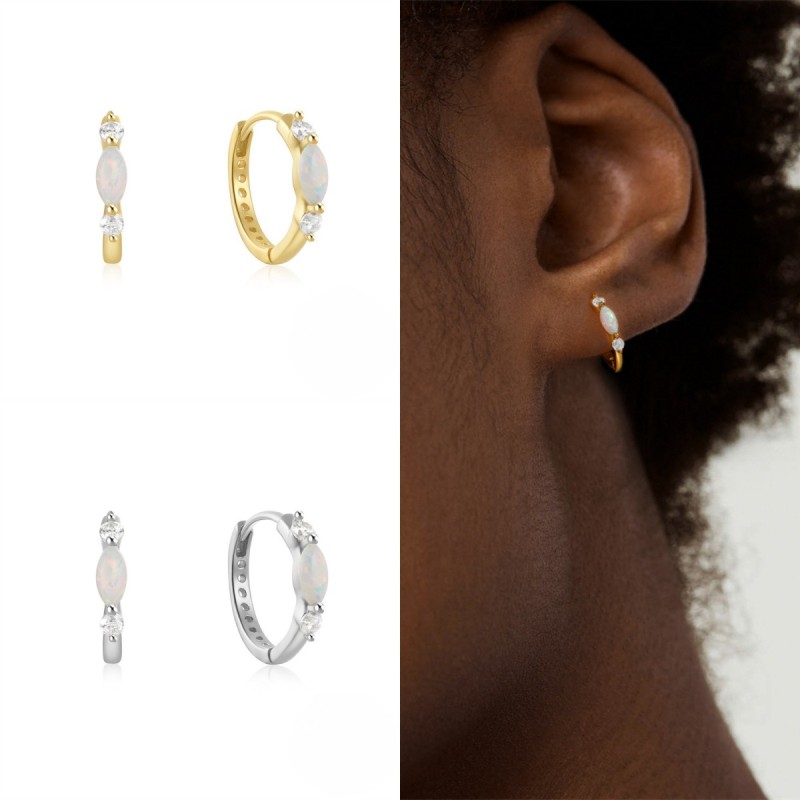 Chic Opal Back CZ Zircon Buckle Hoops Earrings for Women 18K Gold Plated Luxury Fine Jewelry Trendy Gift