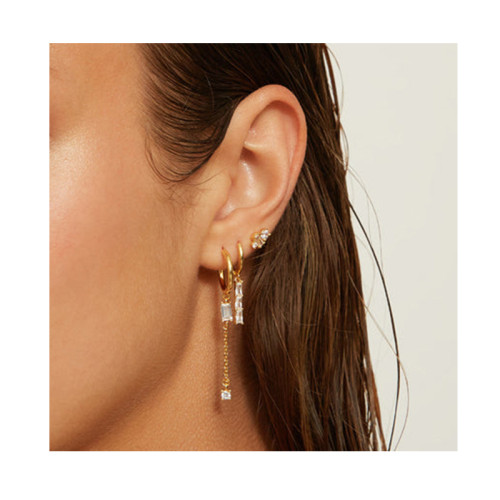 Gold Plated Long Chain Tassel Pendant Earrings for Women Luxury Crystal C Shape Earrings Fine Jewelry