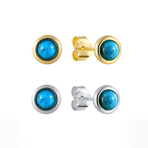Fashion Turquoise Soft Ear Stud Gold Plated Earrings Premium Jewelry Gifts for Girlfriends
