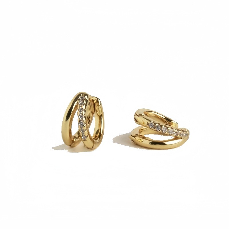 Fashion Design Double Layer Zircon Hoop Earrings for Women Personality Femme Accessories Gift