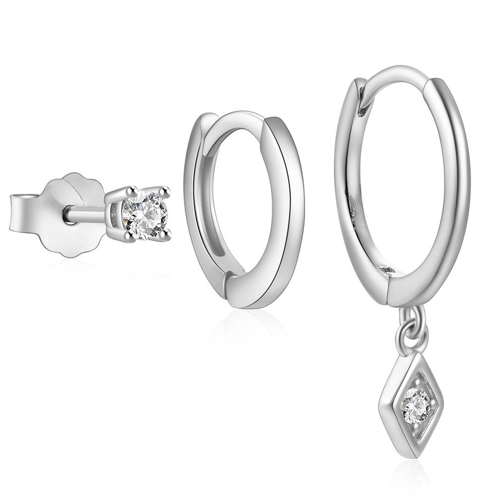 Chic 3pcs Set Hoop Earrings for Women Zircon Opal Protein 18K Gold Fahion Jewelry Party Gifts