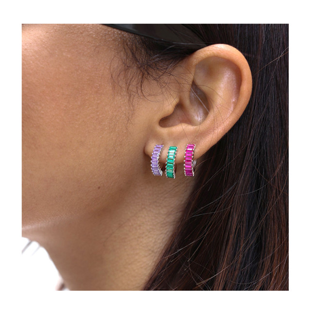 Circle Hoop Earrings Women Colorful Zircon Crystal Cartilage Earrings 2024 Trend Small Piercing Jewelry