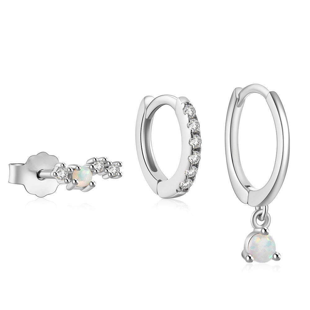 Classic Hoop Earrings for Women Zircon Opal Protein 18K Gold Fahion Jewelry Party Gifts