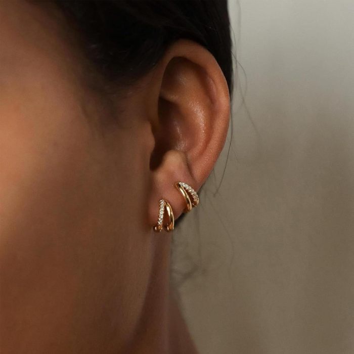 Fashion Design Double Layer Zircon Hoop Earrings for Women Personality Femme Accessories Gift
