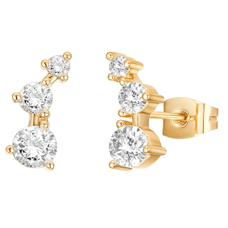 Chic 18K Gold Plated Cubic Zirconia Ear Crawler Earring CZ Diamond Fashion Earrings for Women Girl