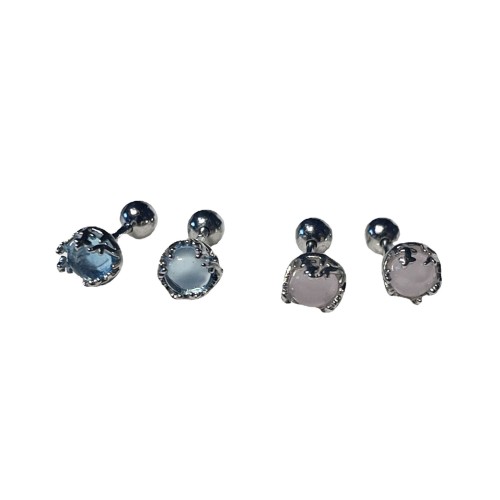 Fashion Pink Blue Color Fairy Moonlight Stone Stud Earrings for Women Korean Girls Earrings Party Jewelry Gift