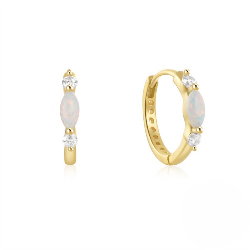 Chic Opal Back CZ Zircon Buckle Hoops Earrings for Women 18K Gold Plated Luxury Fine Jewelry Trendy Gift