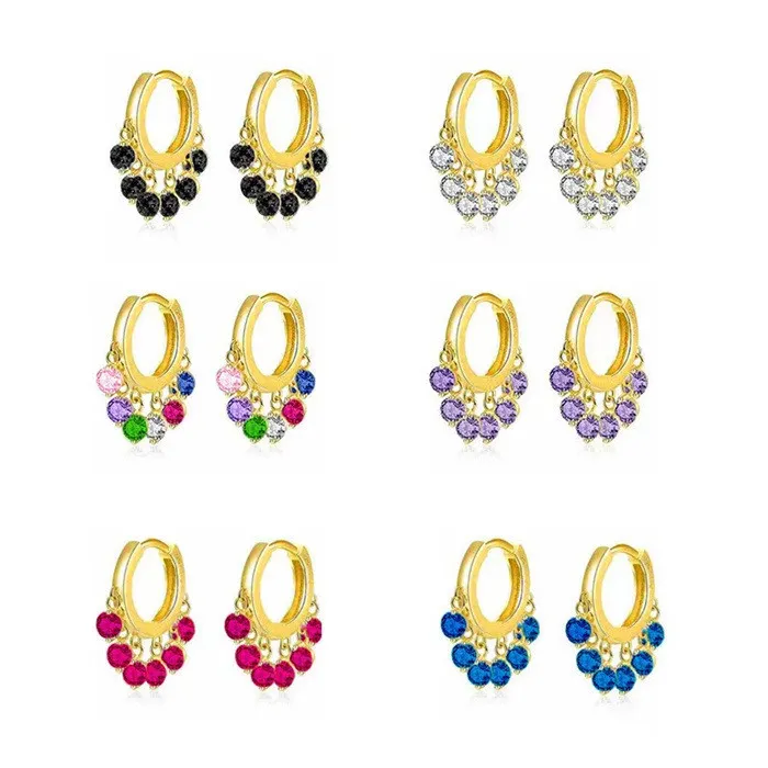 18K Gold Plated Zircon Hoop Earring for Women Small Exquisite 2024 Fashion Piercing Jewelry Gifts