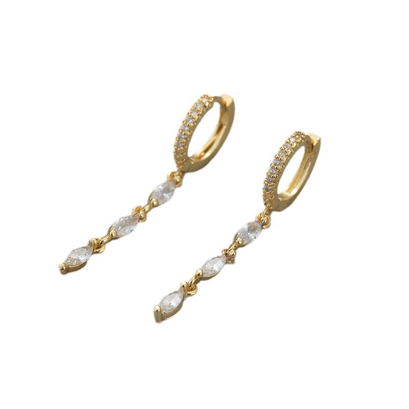 Vintage Zircon Water-drop Hoop Earring Stainless Steel Shiny Luxury Huggie Cartilage Party Jewelry