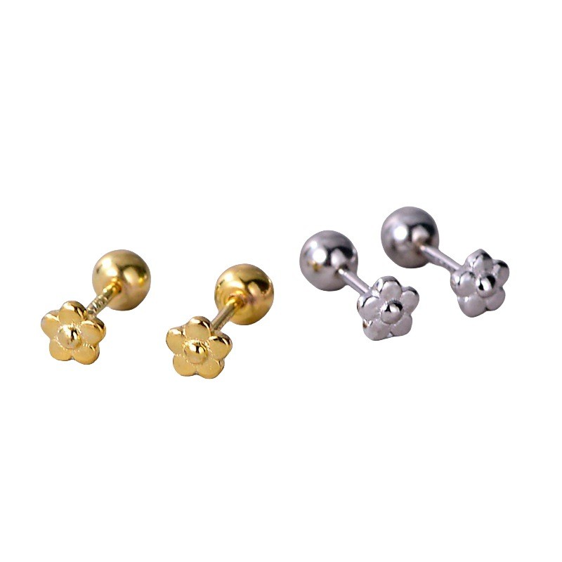 New Fashion Cute Earrings for Women Flowers Screw Beads Stud Minimalist Romantic Floral Party Jewelry Gifts